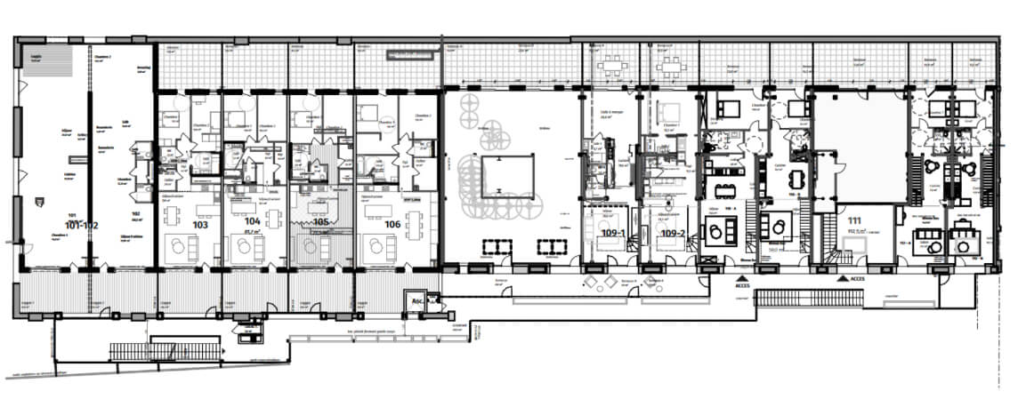 Plan du 1er étage pour les appartements et bureaux